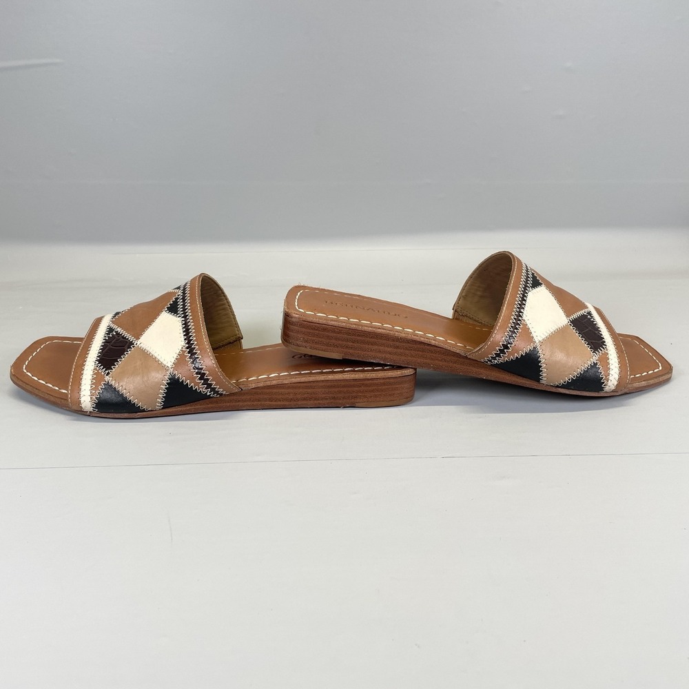 Bernardo Shoes Womens Size 10 M Brown Patchwork Leather Slide Sandals Square Toe - Picture 7 of 11